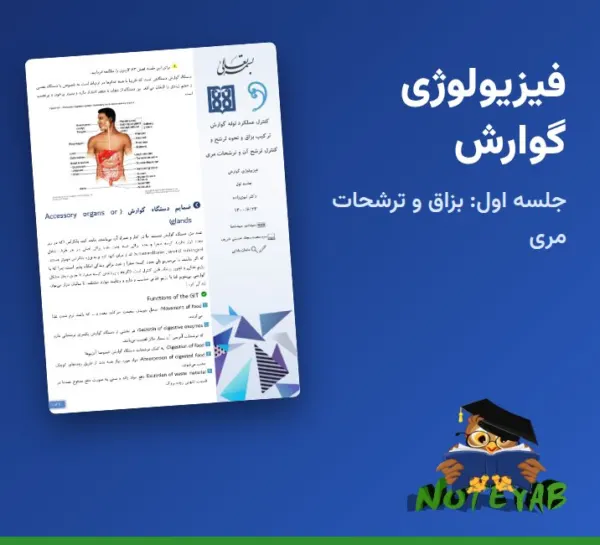 جزوه فیزیولوژی گوارش جلسه اول: کنترل عملکرد لوله گوارش، بزاق و ترشحات مری – دکتر نبوی زاده (علوم پزشکی تهران)