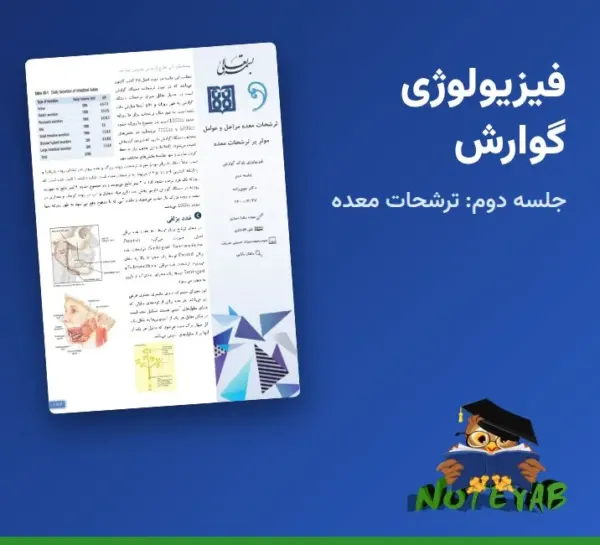 جزوه فیزیولوژی گوارش جلسه دوم: ترشحات معده، مراحل و عوامل موثر بر ترشحات معده – دکتر نبوی زاده (علوم پزشکی تهران)